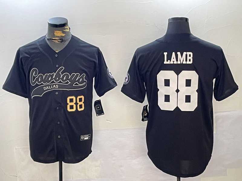 Men's Dallas Cowboys #88 CeeDee Lamb Black With Patch Cool Base Stitched Baseball Jerseys,We sell and wholesale Men's Dallas Cowboys #88 CeeDee Lamb Black With Patch Cool Base Stitched Baseball Jerseys on line form chian!